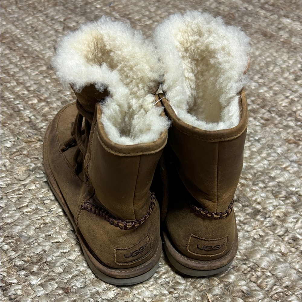 UGG Brown Shearling Lined Moccasins - Picture 3 of 7